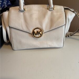 Michael Kors White Satchel with Gold MK Logo